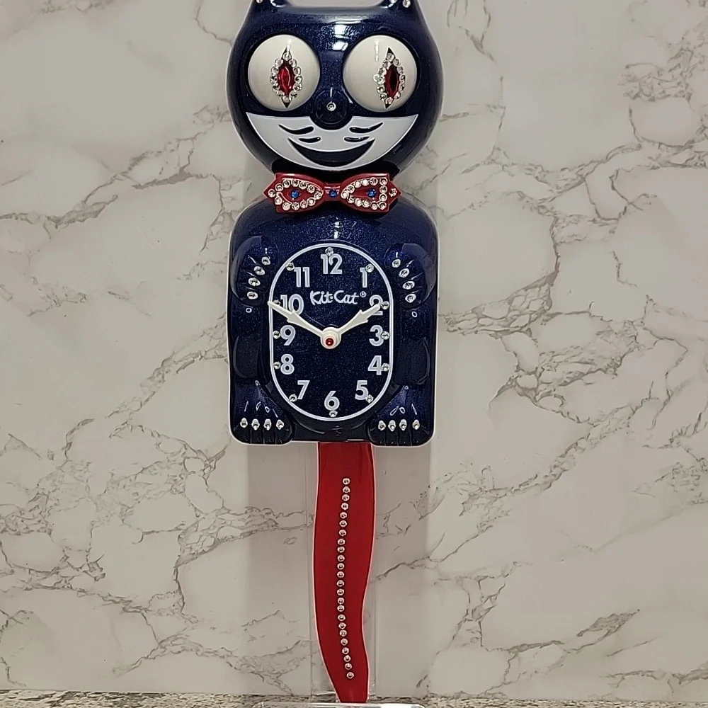 Rare Jeweled Red, White & Galaxy Blue Kit-Cat Klock LIMITED EDITION - Picture 3 of 16